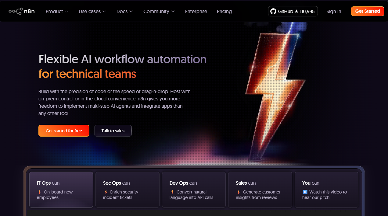 หน้าตาของเว็บไซต์ n8n