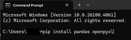 การติดตัั้ง pandas ลงบนเครื่อง