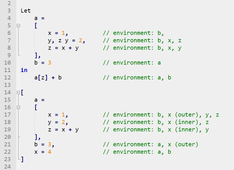 นิยามเรคคอร์ดซ้อนเรคคอร์ดโดยใช้คำสั่ง let